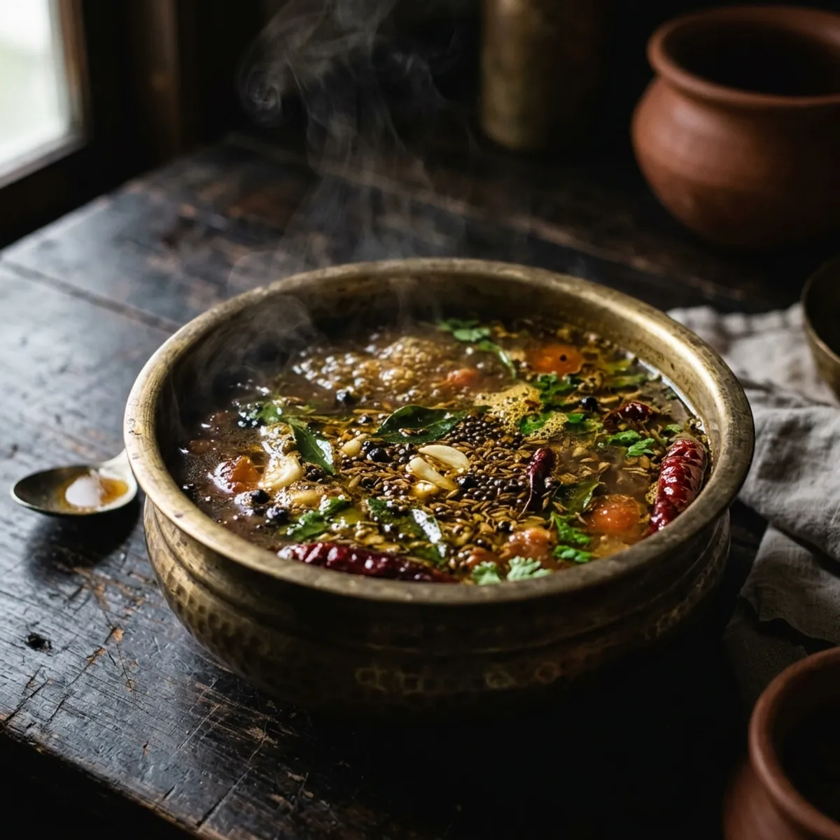 Steaming hot South Indian rasam and soups